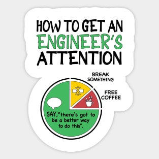 How to get an engineers attention - Funny Engineering jokes Sticker